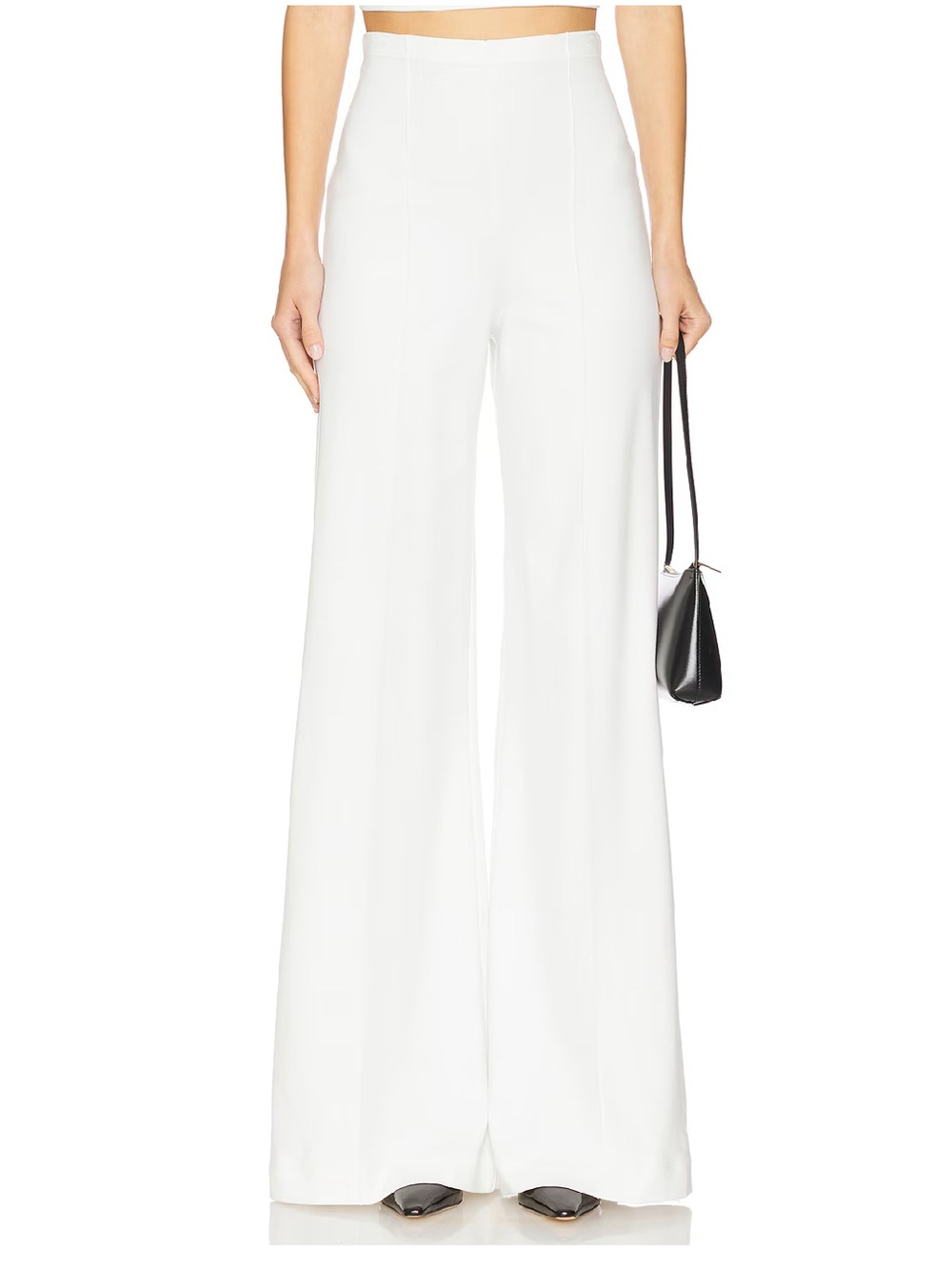 NWT Ripley Rader White Ponte knit standard Wide leg pant size large 28" inseam